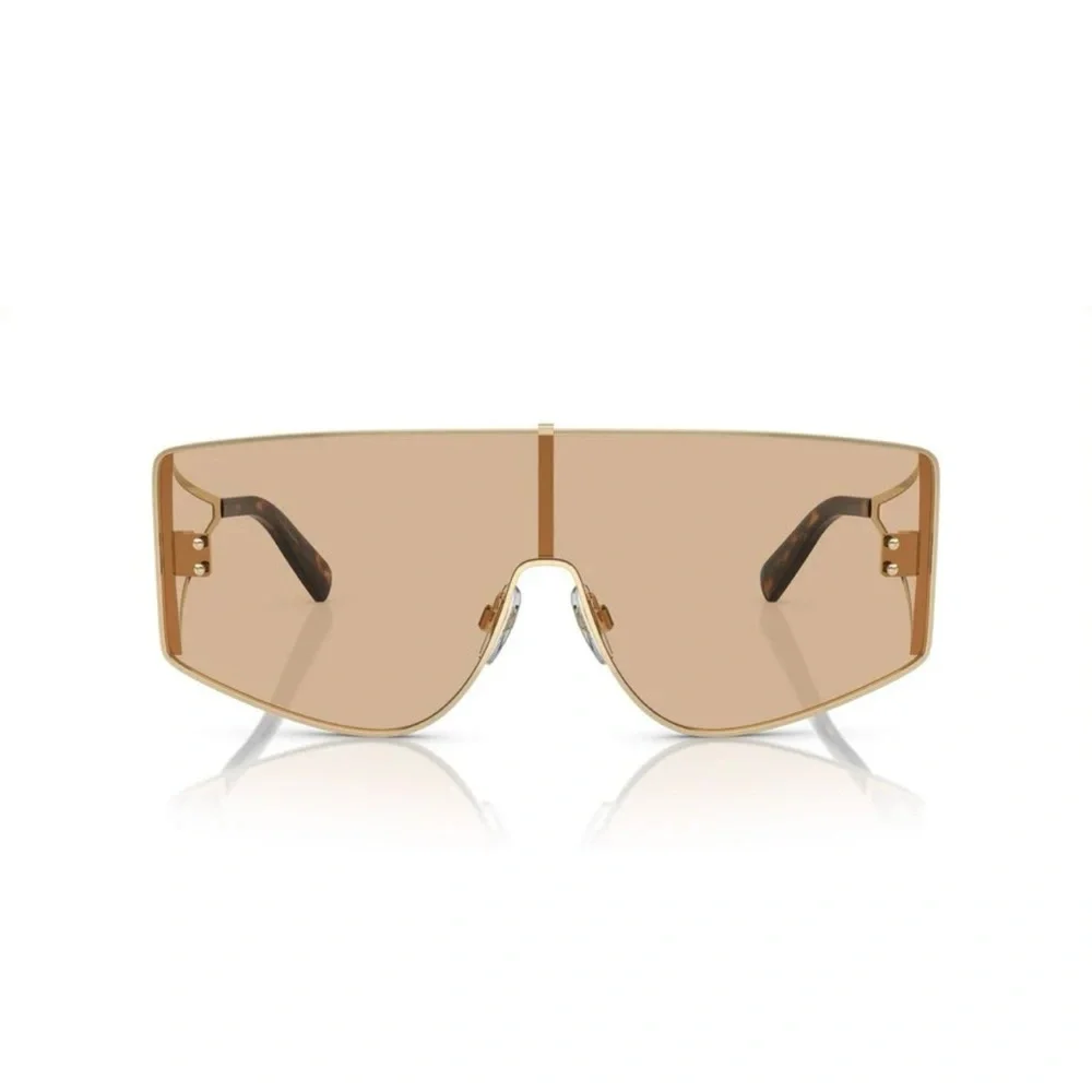 Dolce & Gabbana 2305 Oversized Shield Sunglasses Gold Metal Unisex Designer Bold